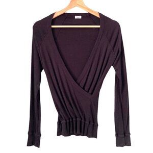 Splendid Black Wrap Long Sleeve Top in Size Medium